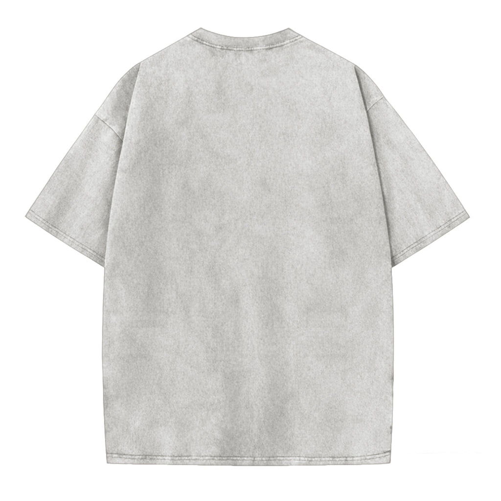 Funny DJ Cat Graphic Washed T-Shirt