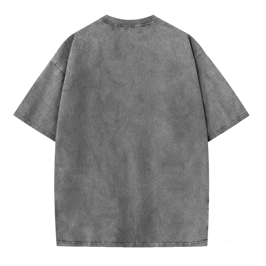 Funny DJ Cat Graphic Washed T-Shirt